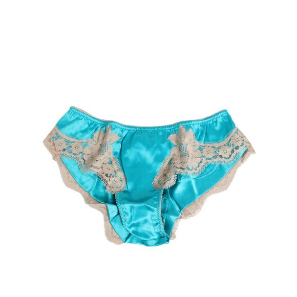 Dolce & Gabbana Blue Silk Satin Lace Trim New Slip Women's Underwear - Picture 1 of 4